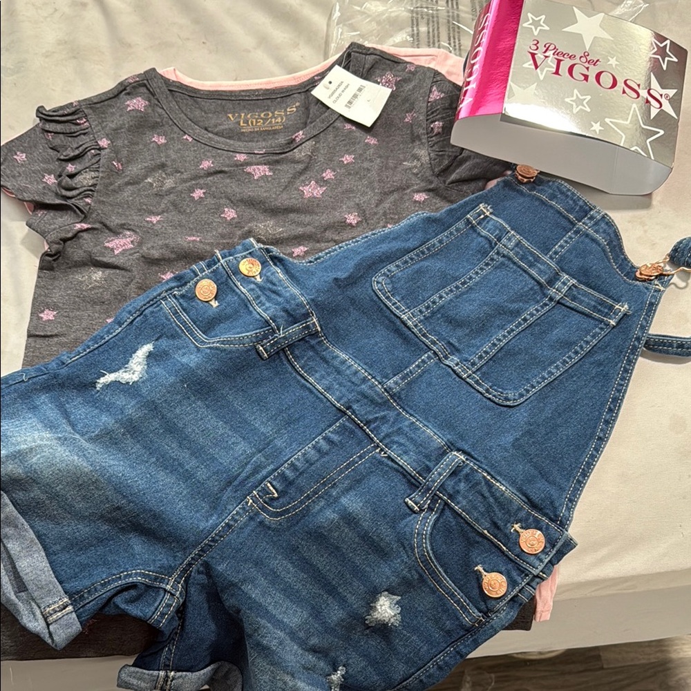Vigoss Blue Denim Overalls with Star Tee